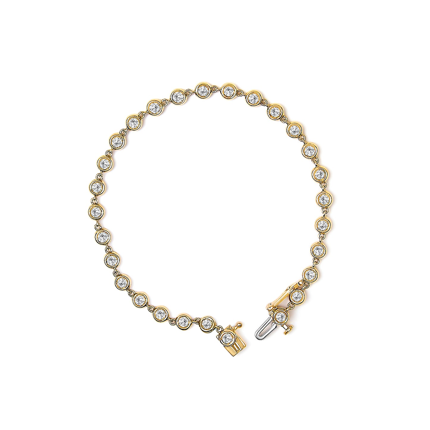 10K Yellow Gold 1 1/2 Cttw Lab Grown Diamond Bezel Link Bracelet