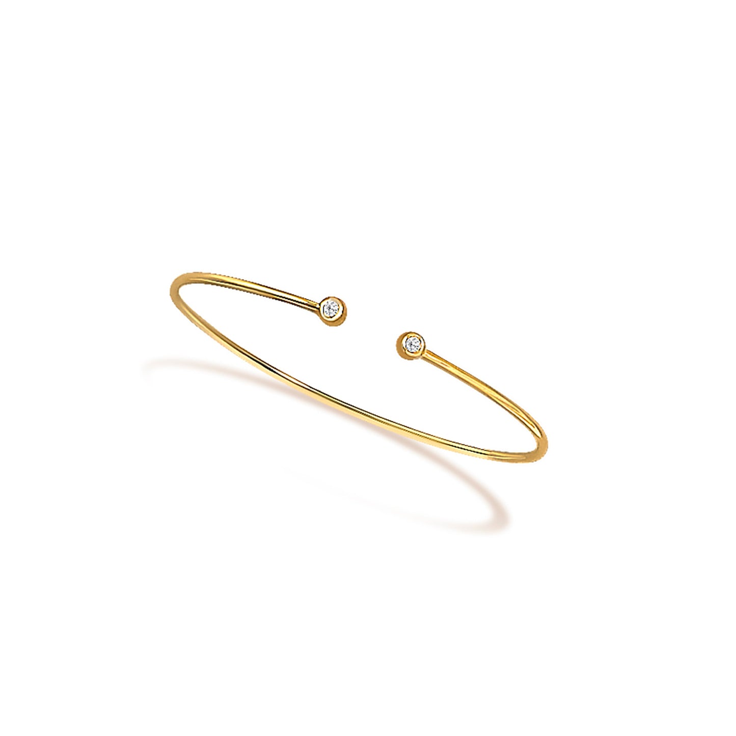 10K Yellow Gold plated Sterling Silver Lab Grown Diamond Accent Bezel Cuff Bangle Bracelet
