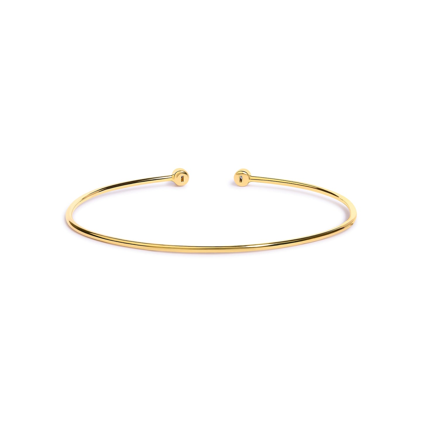10K Yellow Gold plated Sterling Silver Lab Grown Diamond Accent Bezel Cuff Bangle Bracelet
