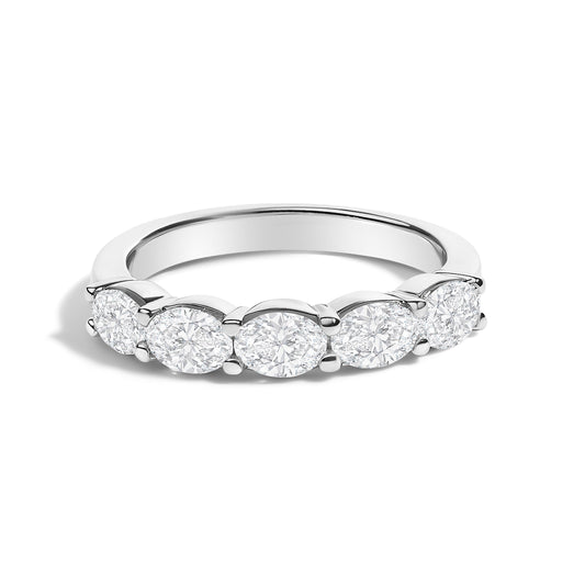 14K White Gold 1 1/4 Cttw Lab Grown Oval East West Band Ring
