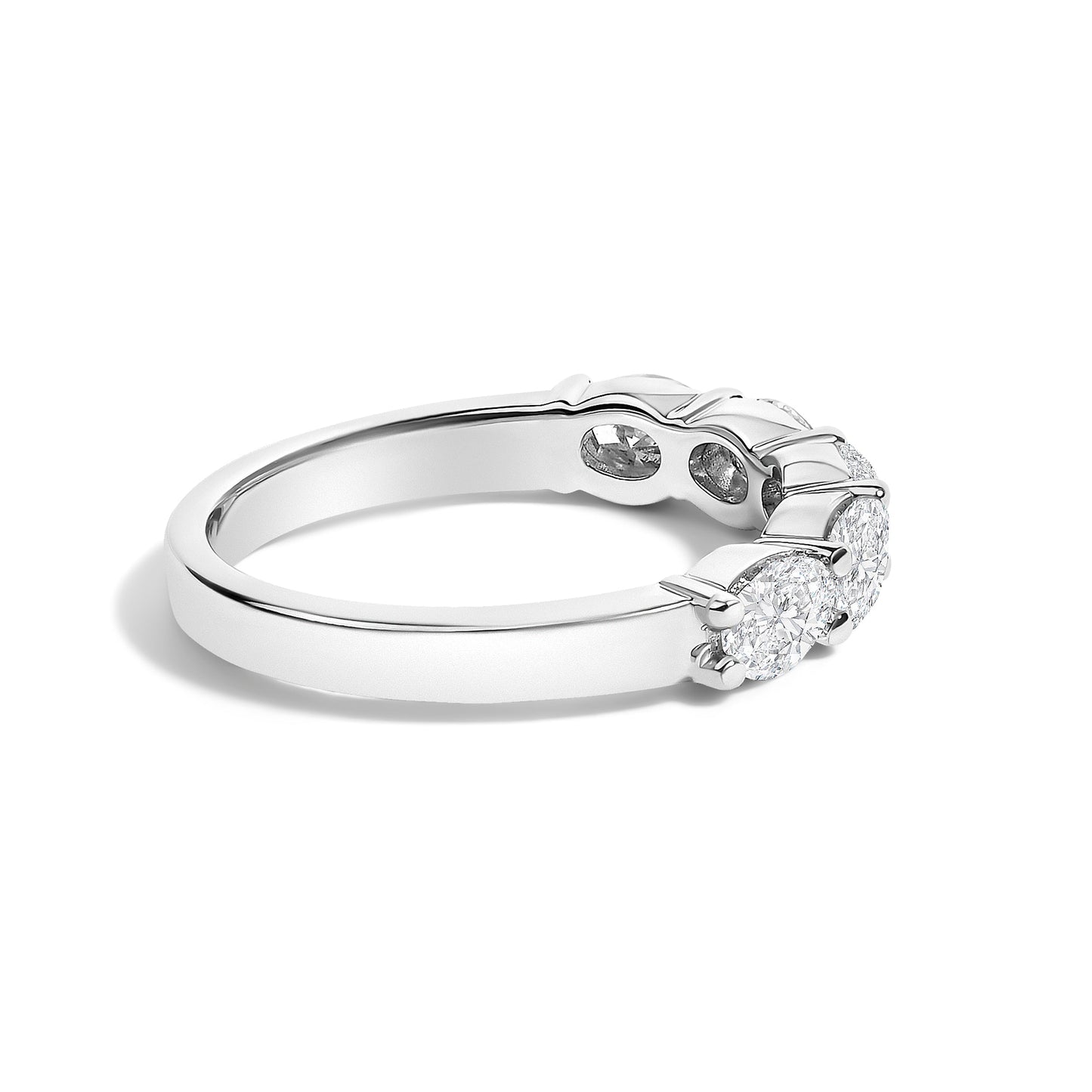 14K White Gold 1 1/4 Cttw Lab Grown Oval East West Band Ring