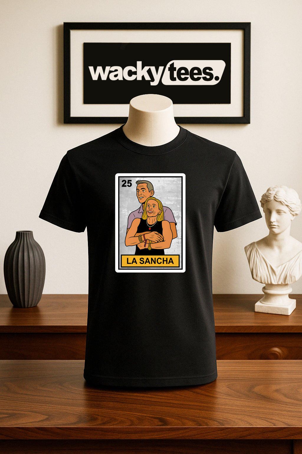 La Sancha Loteria Caught on Kiss Cam Funny Mexican Bingo Card Graphic Tee Shirt