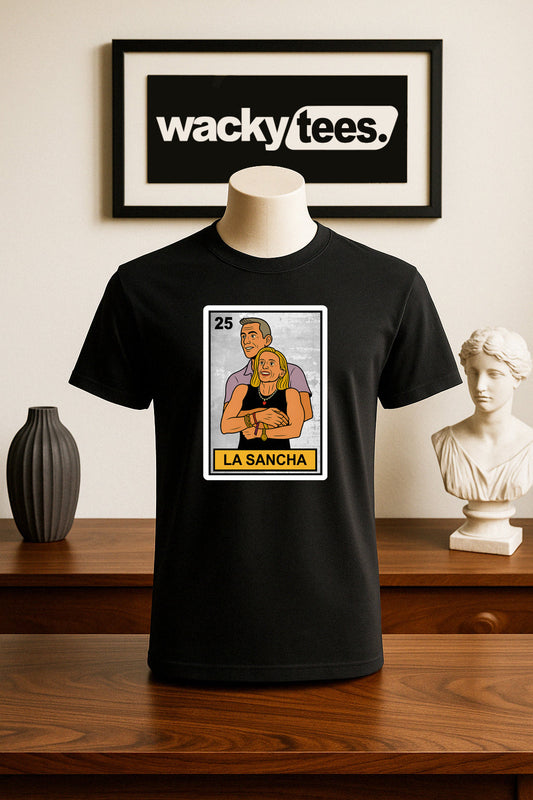La Sancha Loteria Caught on Kiss Cam Funny Mexican Bingo Card Graphic Tee Shirt