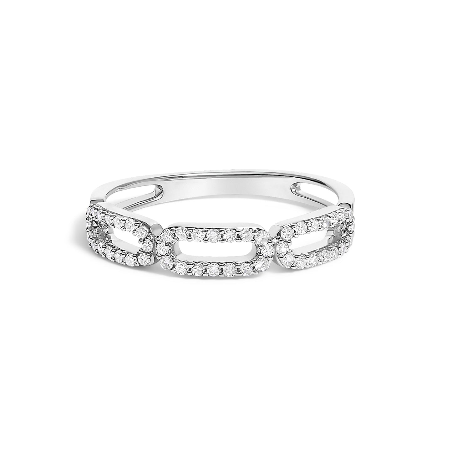 14K White Gold 1/4 Cttw Diamond Paper Clip Ring