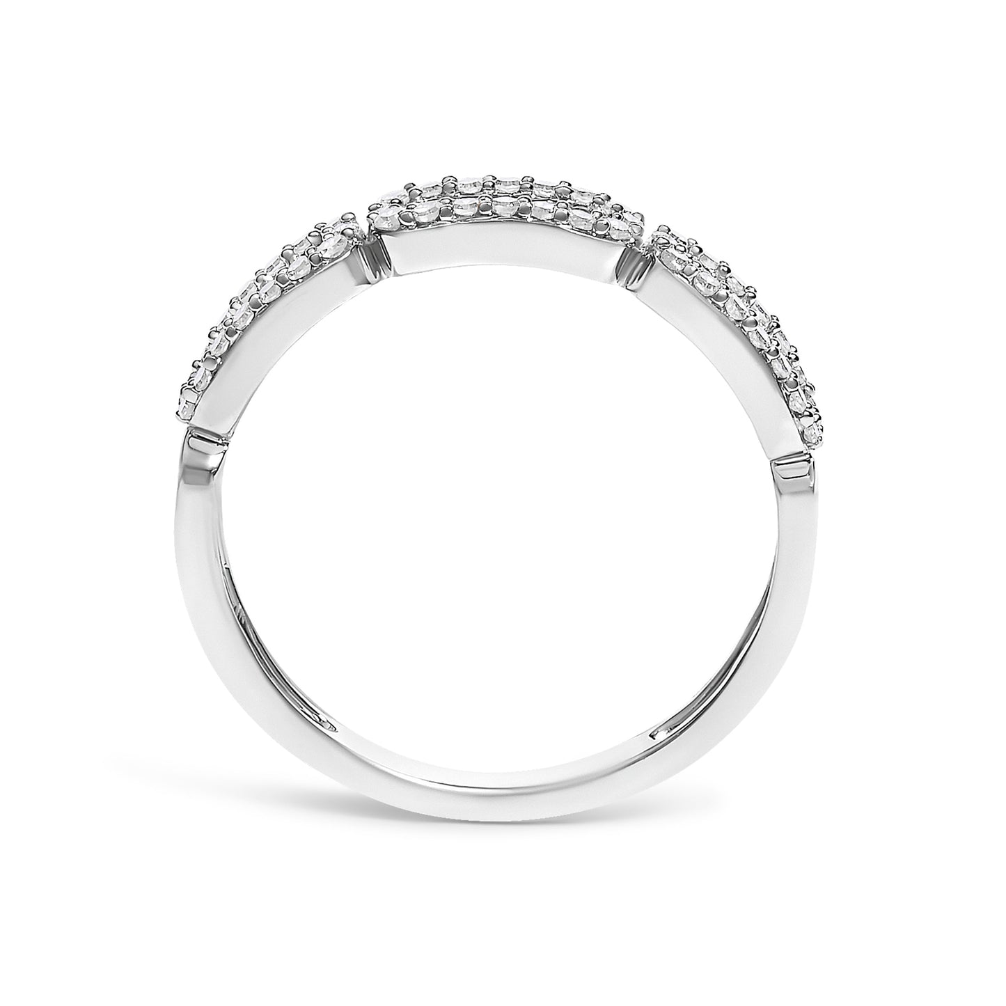 14K White Gold 1/4 Cttw Diamond Paper Clip Ring
