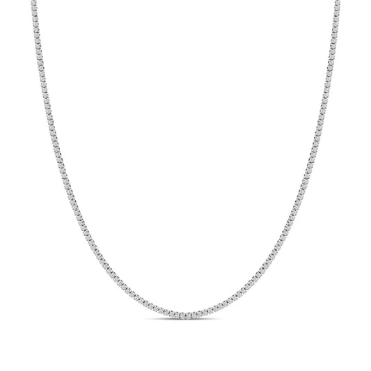 14K White Gold 3.0 Cttw Diamond Tennis Necklace