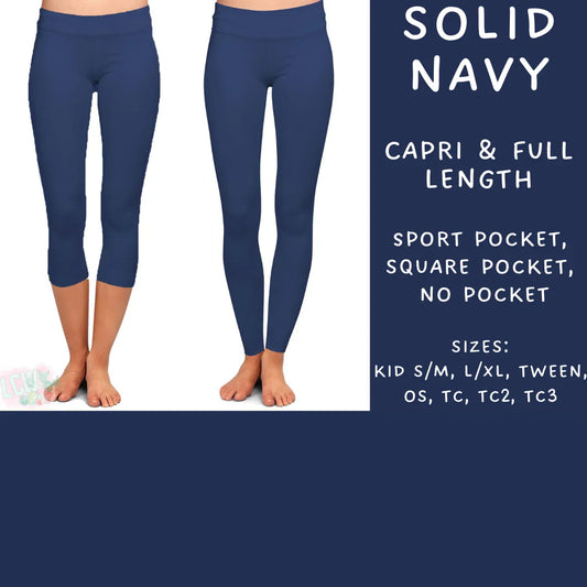 Solid Navy Capri Length Leggings (TC2)
