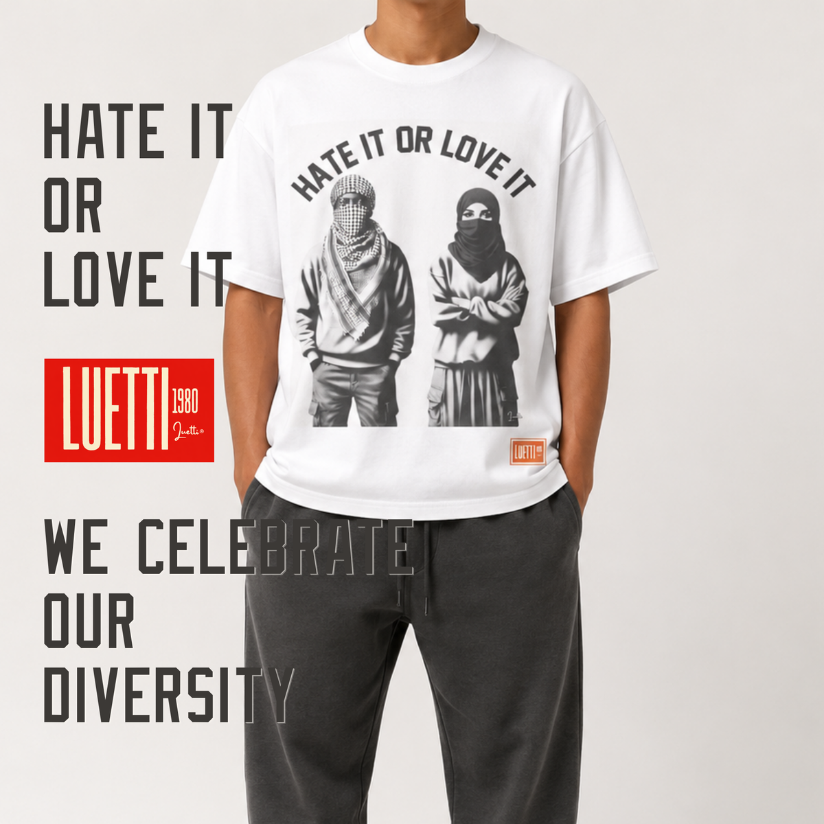 Hate it ot Love it Unisex Regular Fit Tee-Black Man Muslim Woman