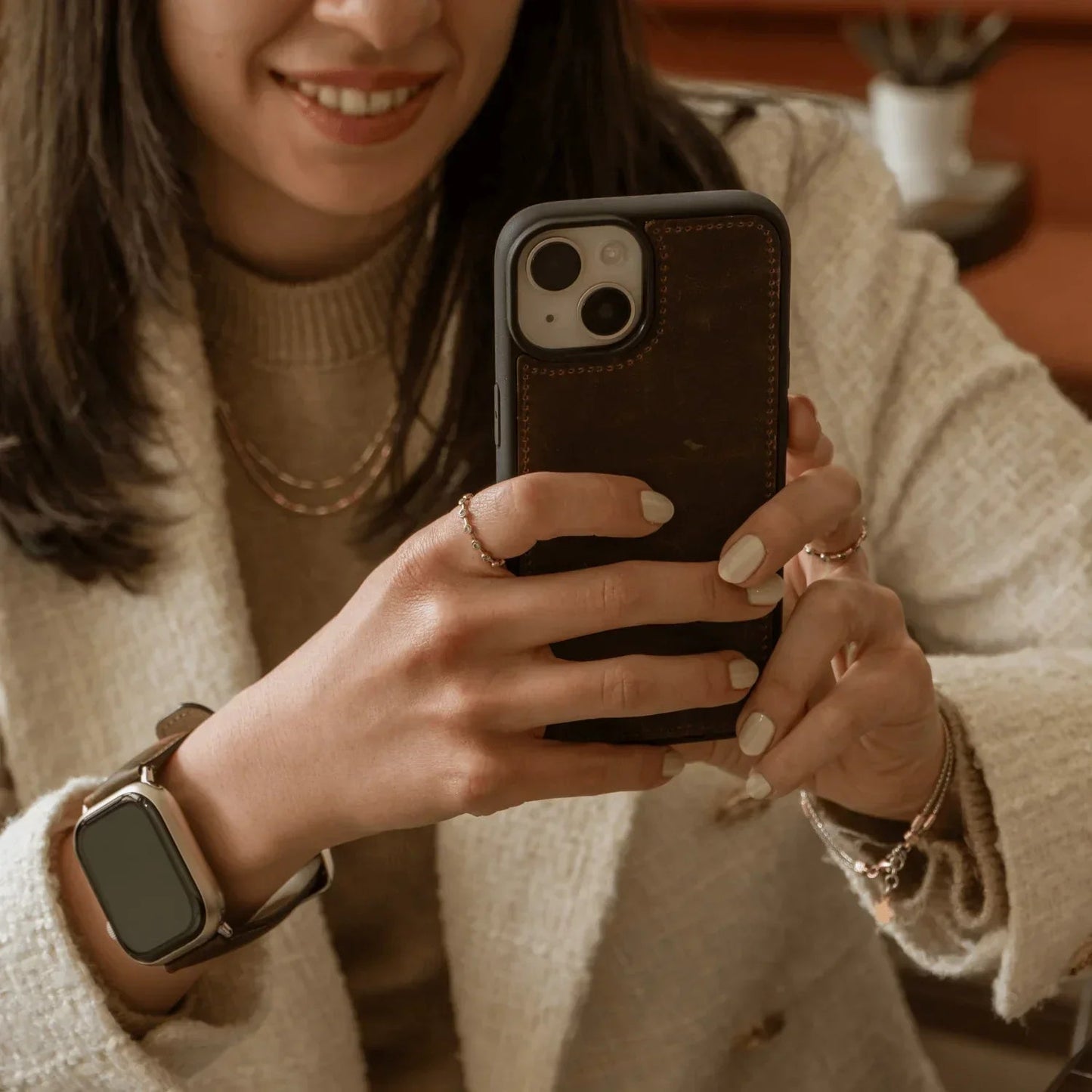 iPhone 16 Series Rustic Brown Leather Wallet Case - New York