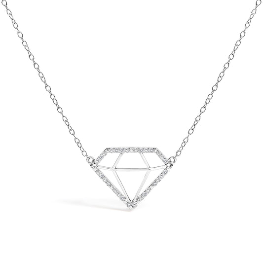 .925 Sterling Silver 1/7 Cttw Lab Grown Diamond Diamond Shaped Pendant Necklace - Size 18 Inches