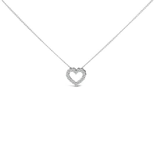 14K White Gold 1/2 Carat Lab Grown Diamond Heart Shape Pendant Necklace