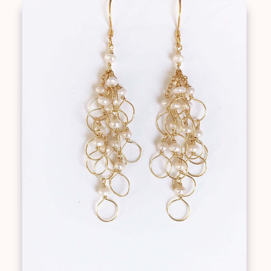 Pearl Chain Loop Earrings