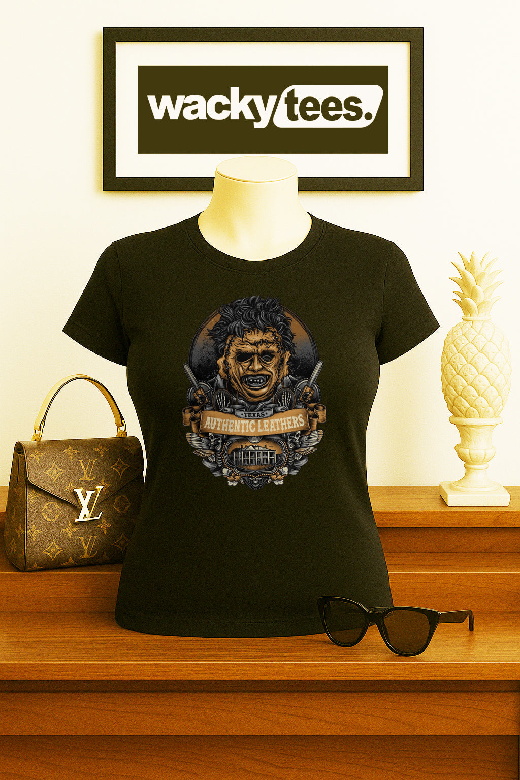 Texas Authentic Leathers Leatherface Horror Terror Halloween Graphic Tee Shirt