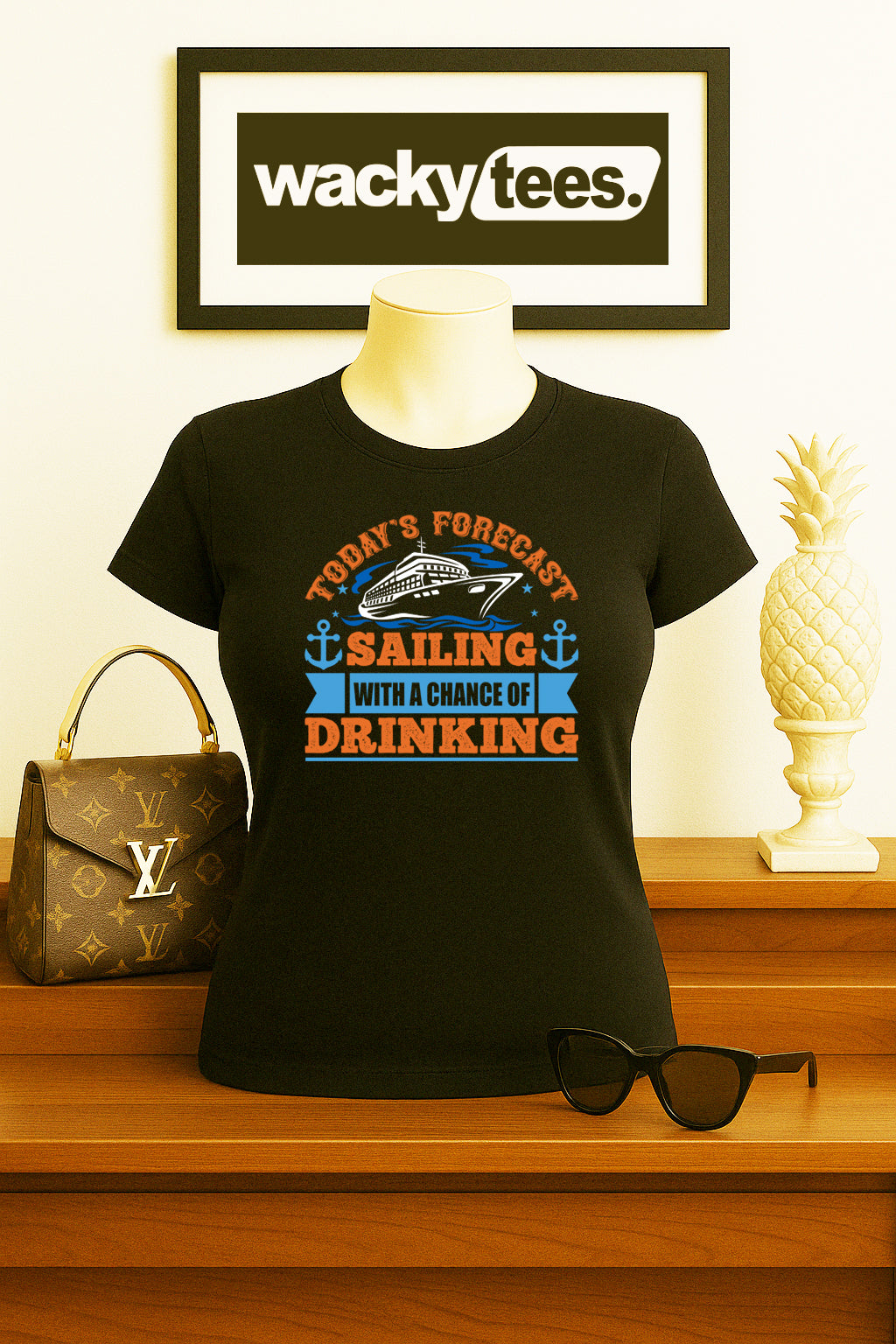 Todays Forcast Sailing with a Chance of Drinking Cruise Vacation Graphic Tee Shirt