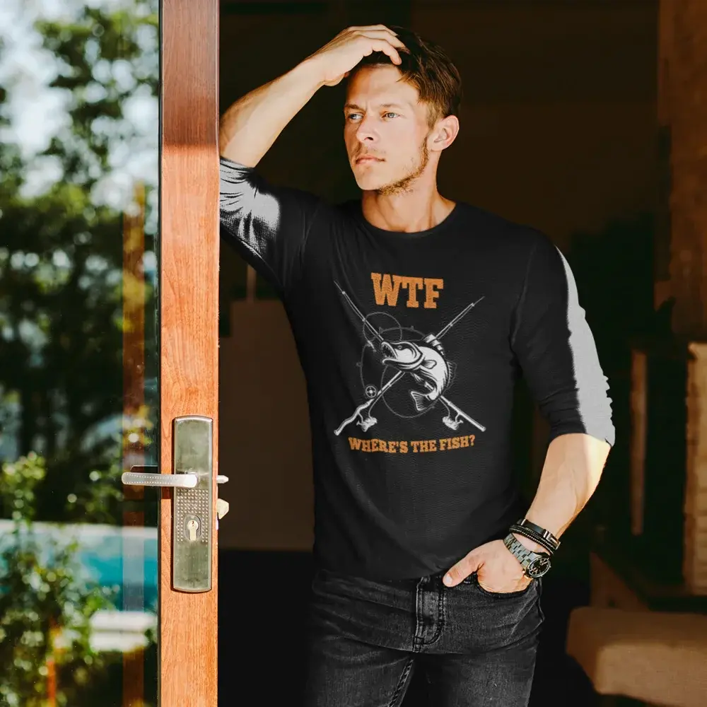 WTF Where's The Fish Men Long Sleeve Shirt