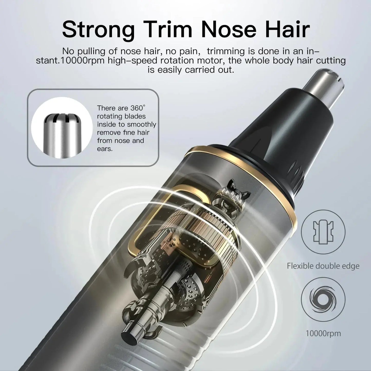 XOOMRSCP Nose Hair Trimmer for Men - Painless USB Rechargeable Facial, Ear & Nose Hair Trimmer