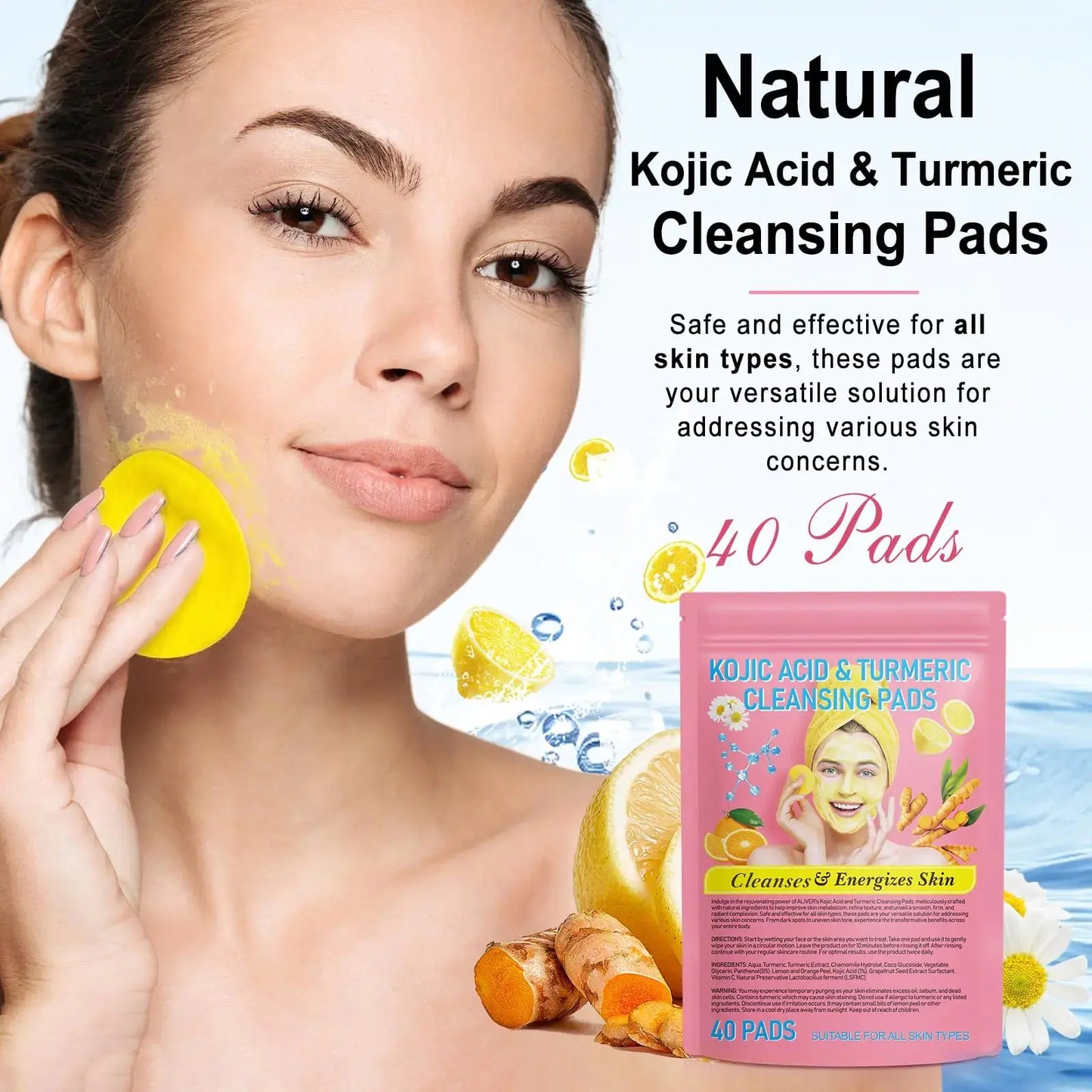 Xaarty Turmeric Kojic Acid Cleansing Pads | Helps Balance Skin Oil & Water