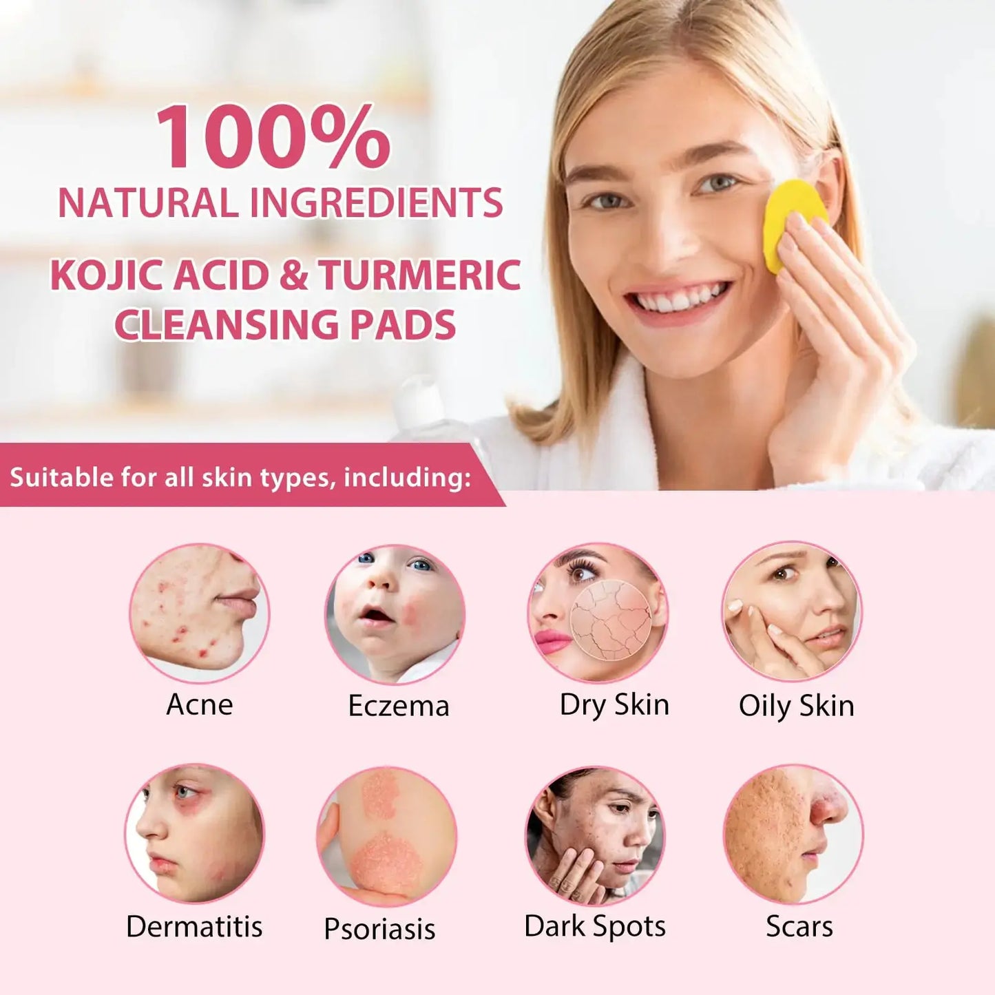Xaarty Turmeric Kojic Acid Cleansing Pads | Helps Balance Skin Oil & Water