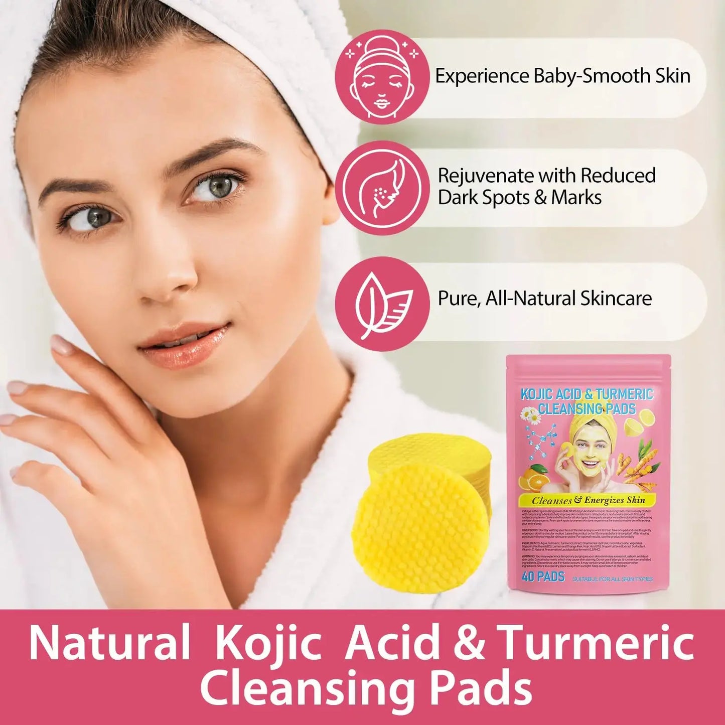 Xaarty Turmeric Kojic Acid Cleansing Pads | Helps Balance Skin Oil & Water