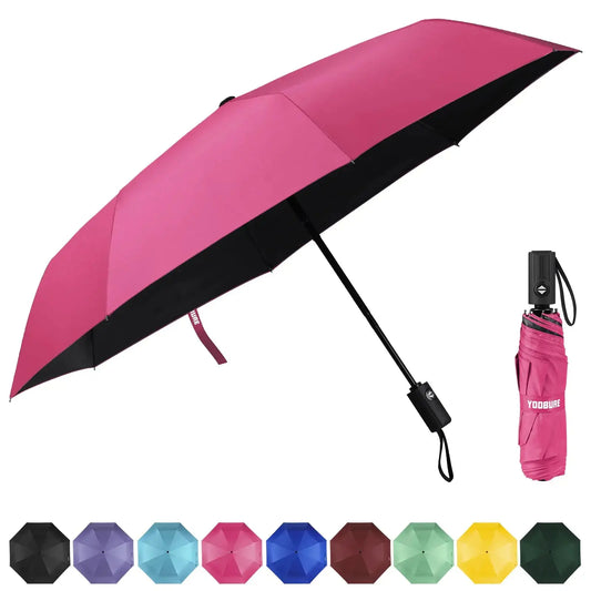 Yoobure Small Mini Umbrella with Case Light Compact Design Perfect for Travel Lightweight Portable Parasol Outdoor Sun&Rain Umbrellas Auto-Pink