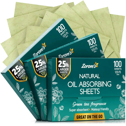 ZOROM'S Natural Green Tea Oil Blotting Sheets for Face | Natural Oil Absorbing Sheets