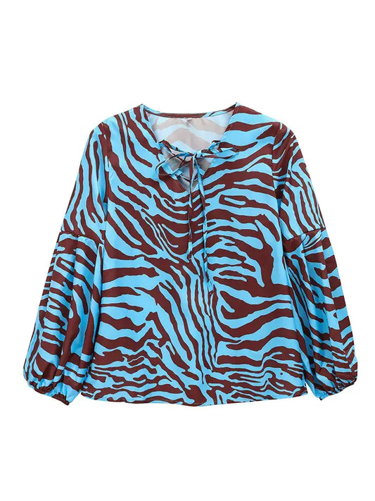 Zebra V-Neck Women's Blouse – Bold & Elegant