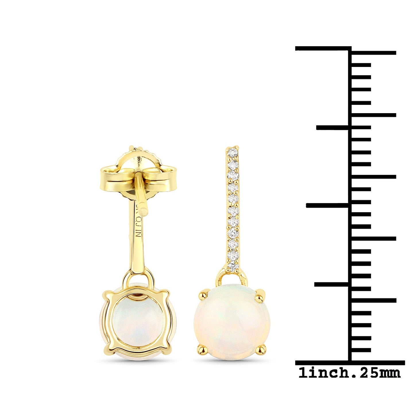 1.06 Carat Genuine Ethiopian Opal and White Diamond 10K Yellow Gold Earrings
