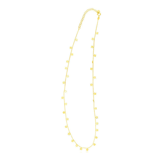 14K Yellow Gold Necklace with Dangling Stars