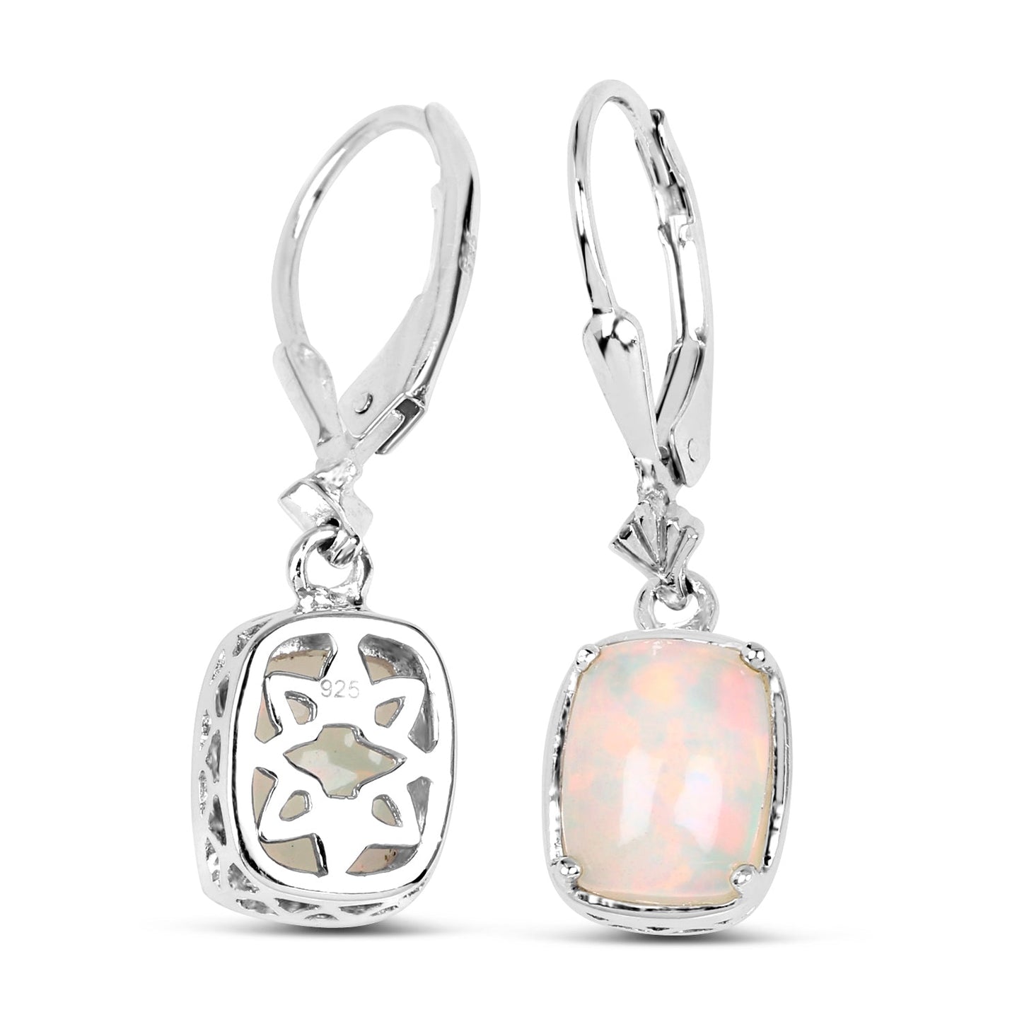 2.52 Carat Genuine Ethiopian Opal .925 Sterling Silver Earrings