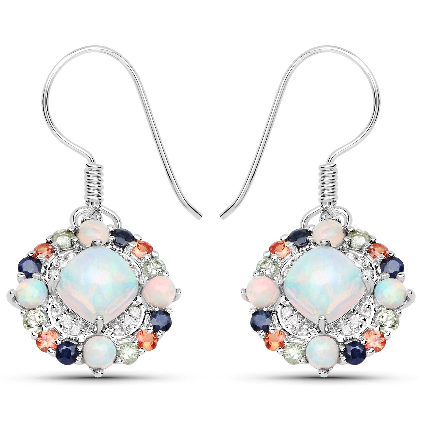 4.73 Carat Genuine Multi Stone .925 Sterling Silver Earrings