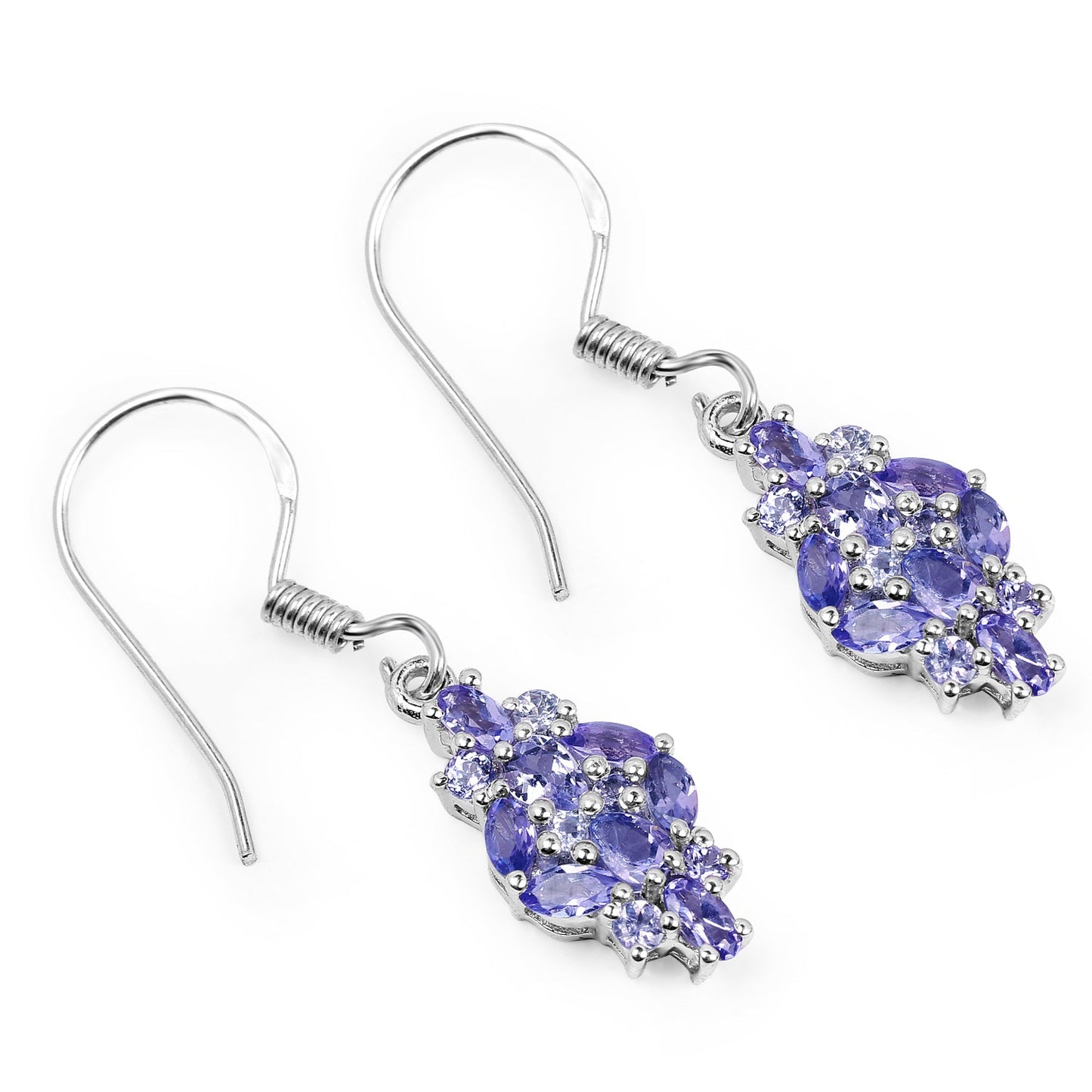 2.04 Carat Genuine Tanzanite .925 Sterling Silver Earrings