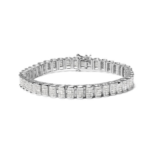 14K Yellow Gold 5.0 Cttw Invisible Set Princess-cut Diamond Buckle Link Tennis Bracelet (H-I Color, SI2-I1 Clarity) - Size 7.25"