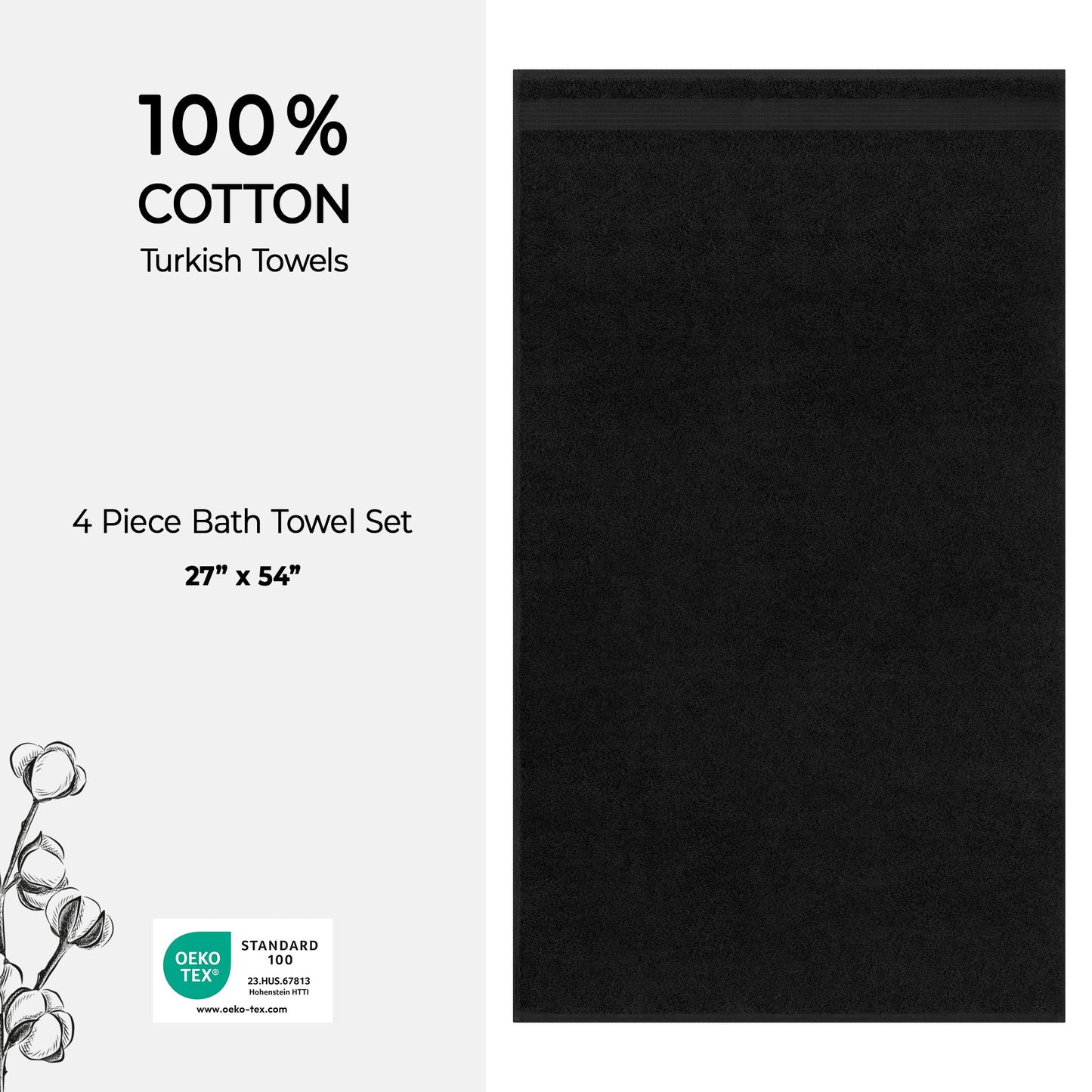 American Soft Linen Bekos 100% Cotton Turkish Towels, 4 Piece Bath Towel Set