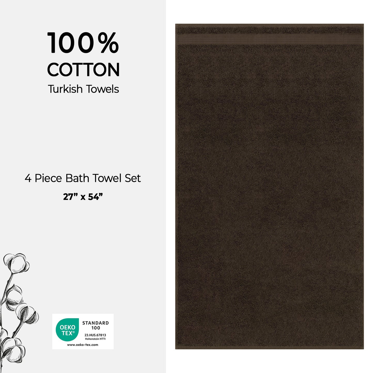 American Soft Linen Bekos 100% Cotton Turkish Towels, 4 Piece Bath Towel Set