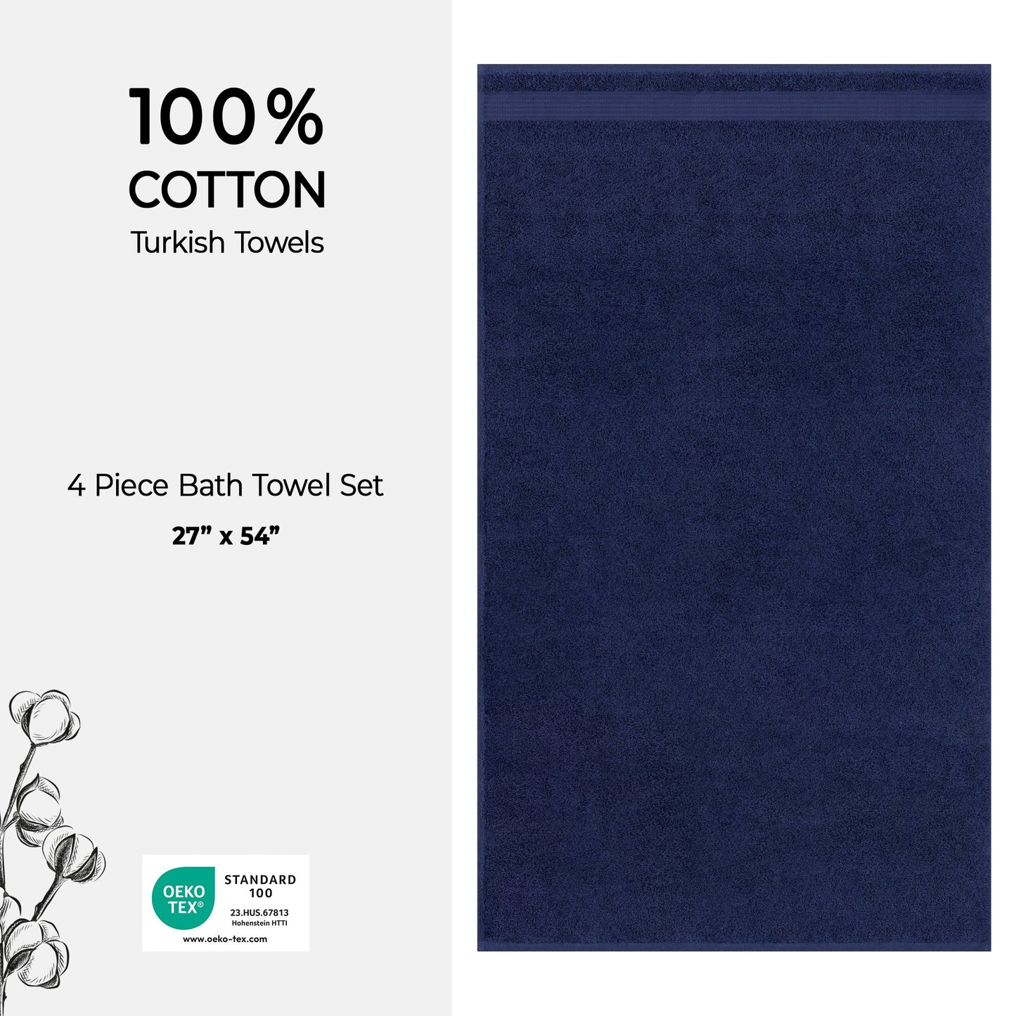 American Soft Linen Bekos 100% Cotton Turkish Towels, 4 Piece Bath Towel Set