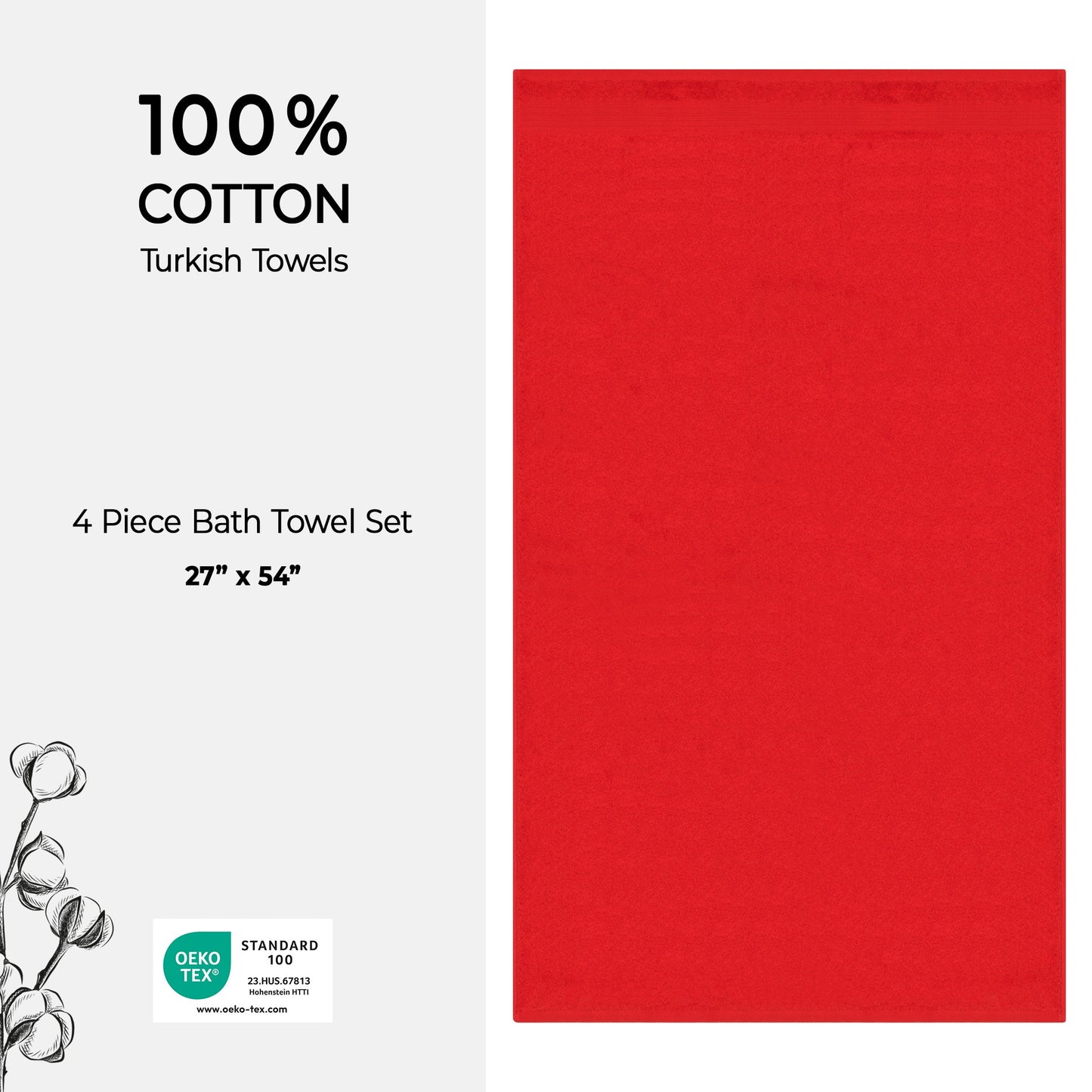 American Soft Linen Bekos 100% Cotton Turkish Towels, 4 Piece Bath Towel Set