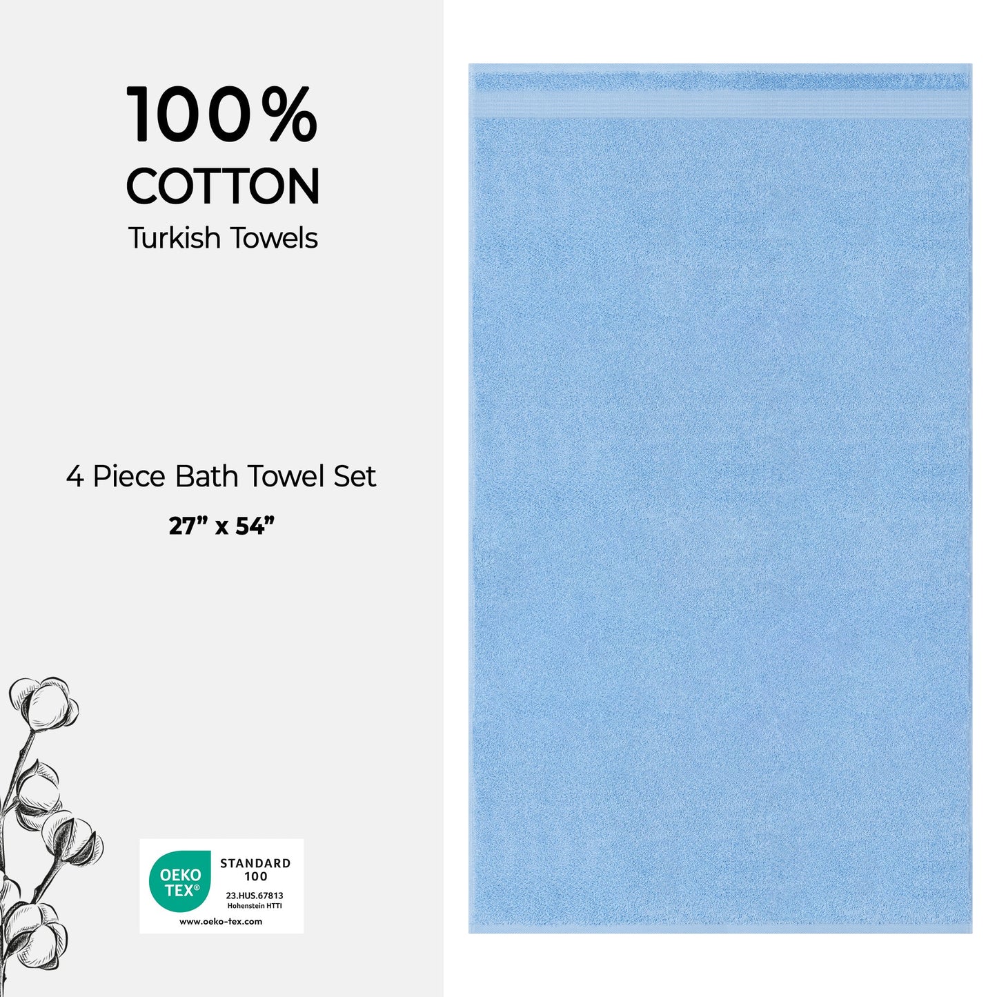 American Soft Linen Bekos 100% Cotton Turkish Towels, 4 Piece Bath Towel Set