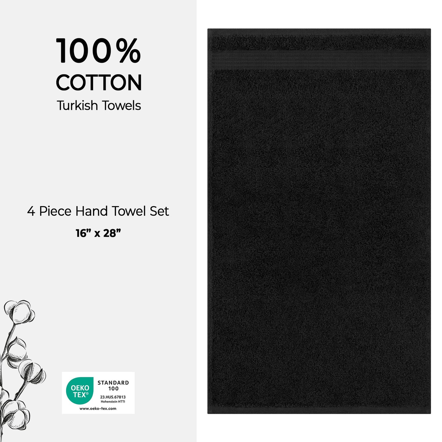American Soft Linen Bekos 100% Cotton Turkish Towels, 4 Piece Hand Towel Set
