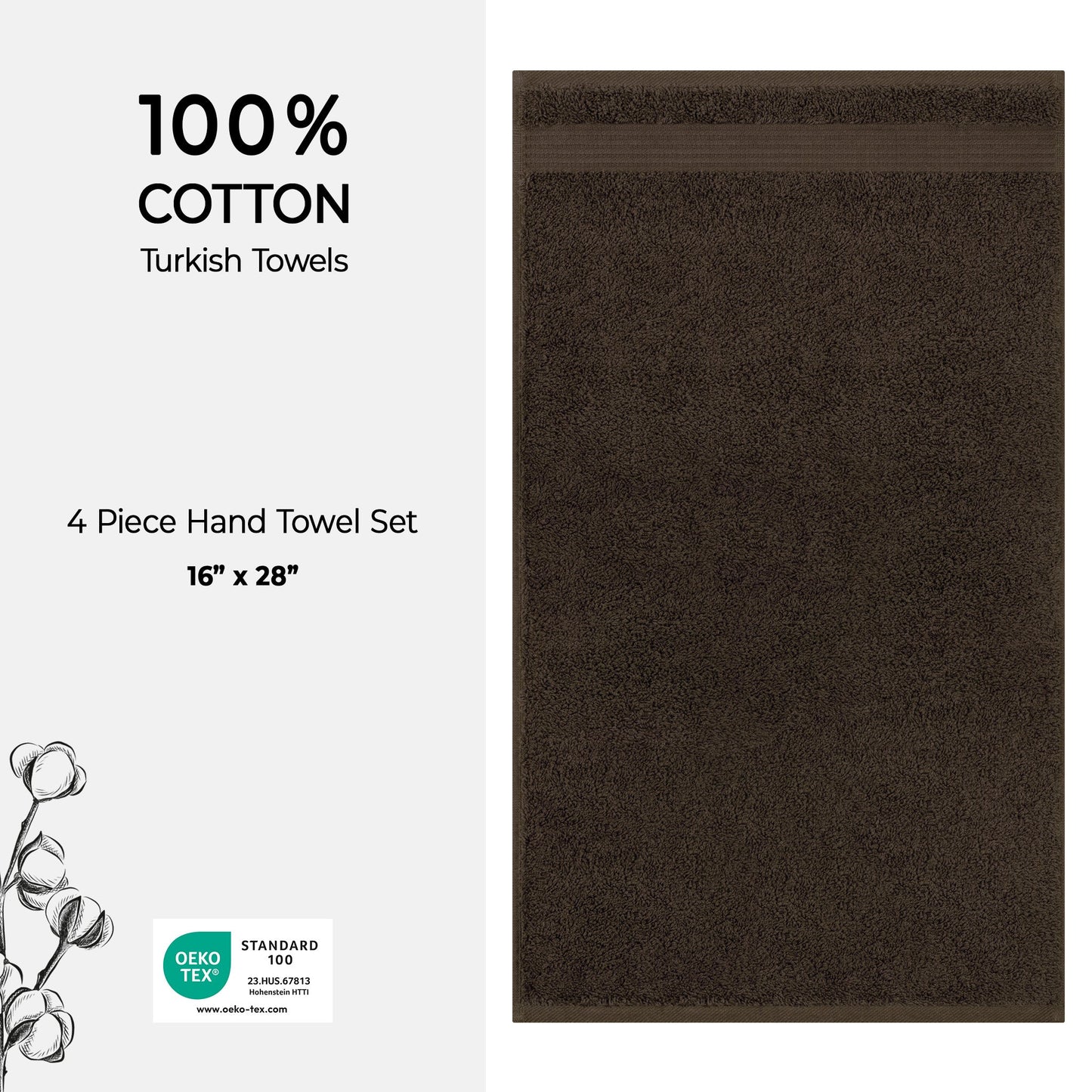 American Soft Linen Bekos 100% Cotton Turkish Towels, 4 Piece Hand Towel Set