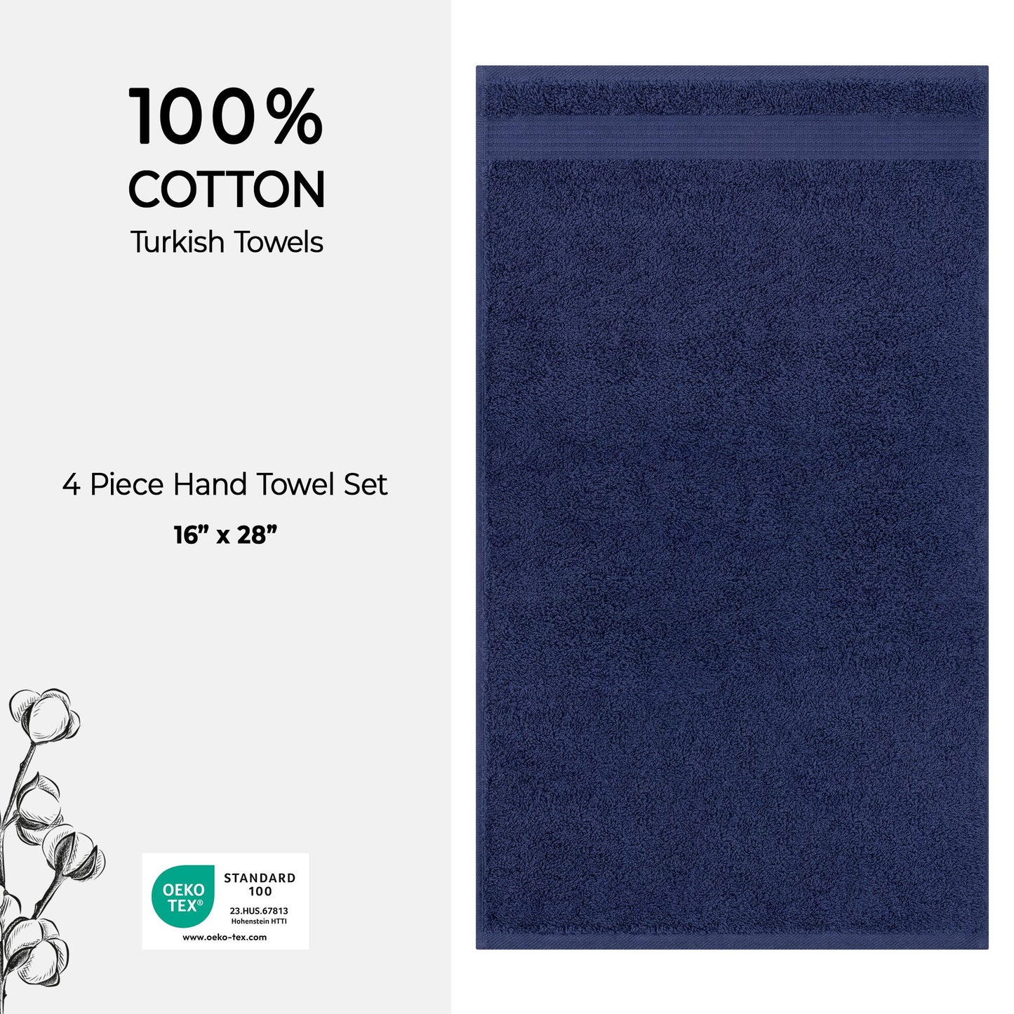 American Soft Linen Bekos 100% Cotton Turkish Towels, 4 Piece Hand Towel Set