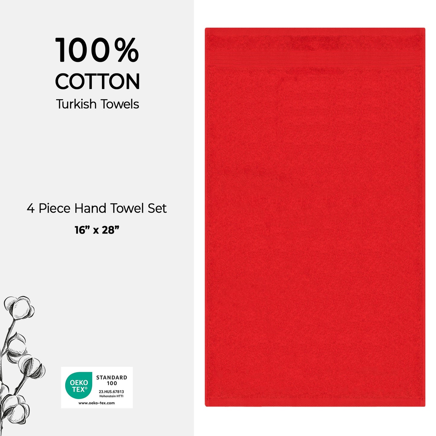 American Soft Linen Bekos 100% Cotton Turkish Towels, 4 Piece Hand Towel Set