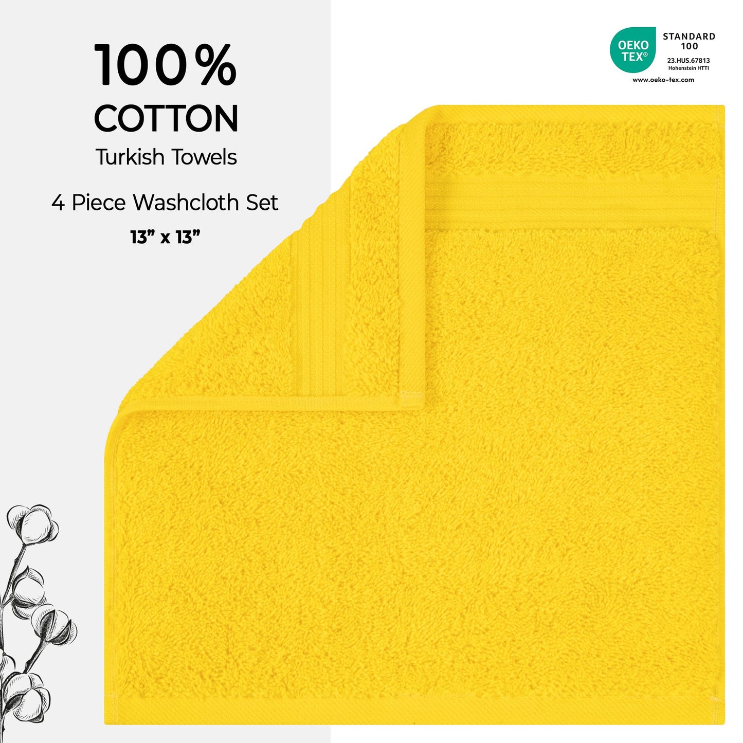American Soft Linen Bekos 100% Cotton Turkish Towels, 4 Piece Washcloth Towel Set