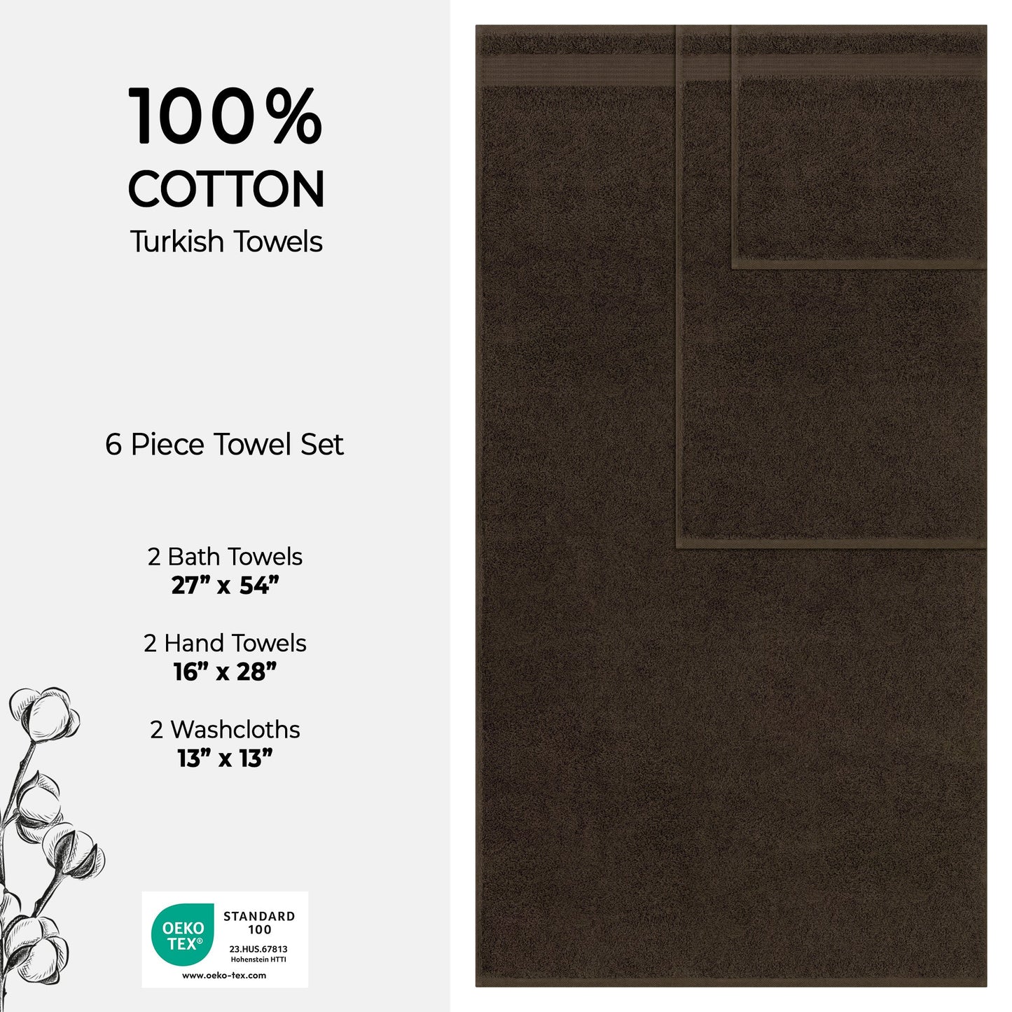 American Soft Linen Bekos 100% Cotton Turkish Towels 6 Piece Bath Towel Set with 18 Different Colors
