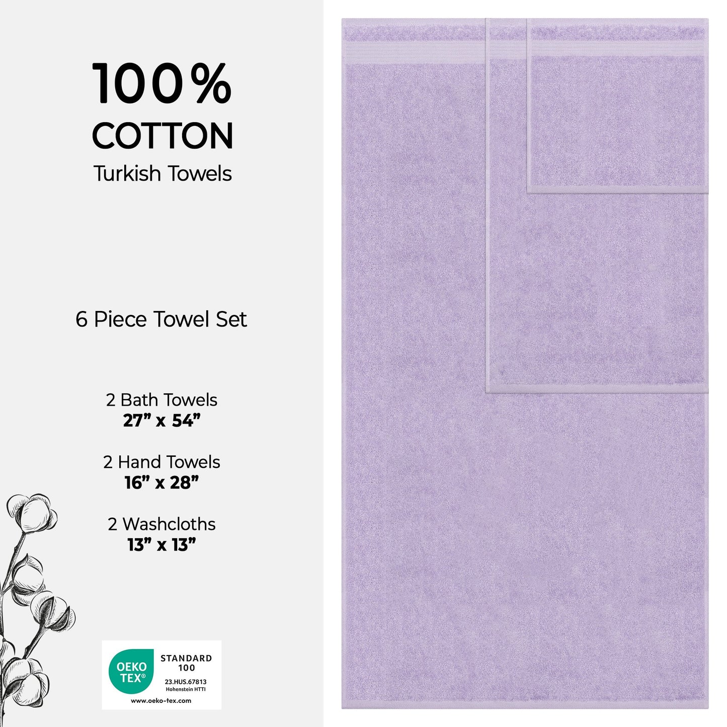 American Soft Linen Bekos 100% Cotton Turkish Towels 6 Piece Bath Towel Set with 18 Different Colors