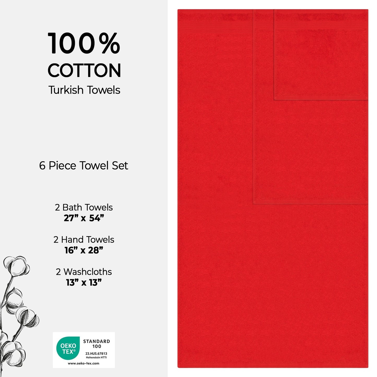 American Soft Linen Bekos 100% Cotton Turkish Towels 6 Piece Bath Towel Set with 18 Different Colors
