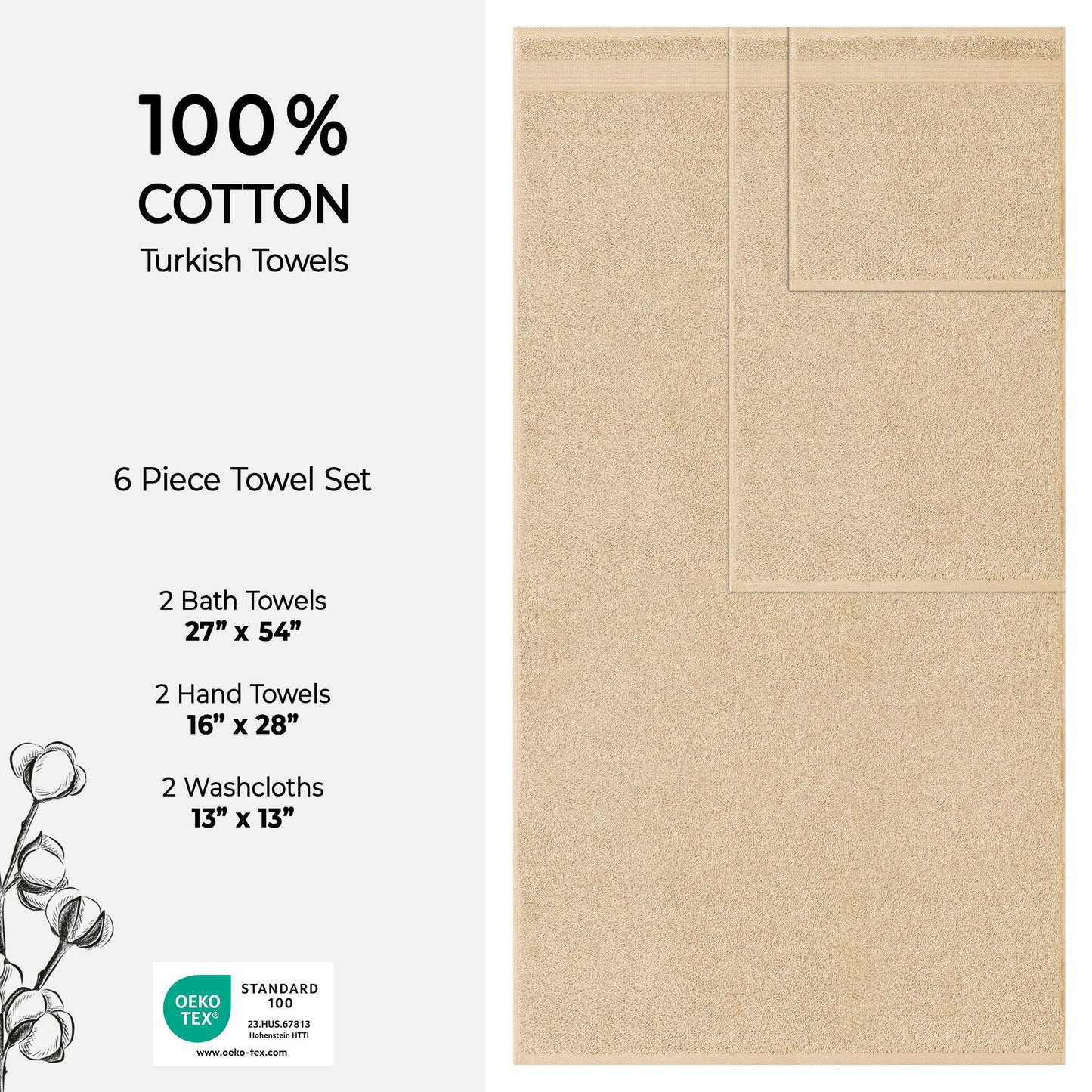 American Soft Linen Bekos 100% Cotton Turkish Towels 6 Piece Bath Towel Set with 18 Different Colors