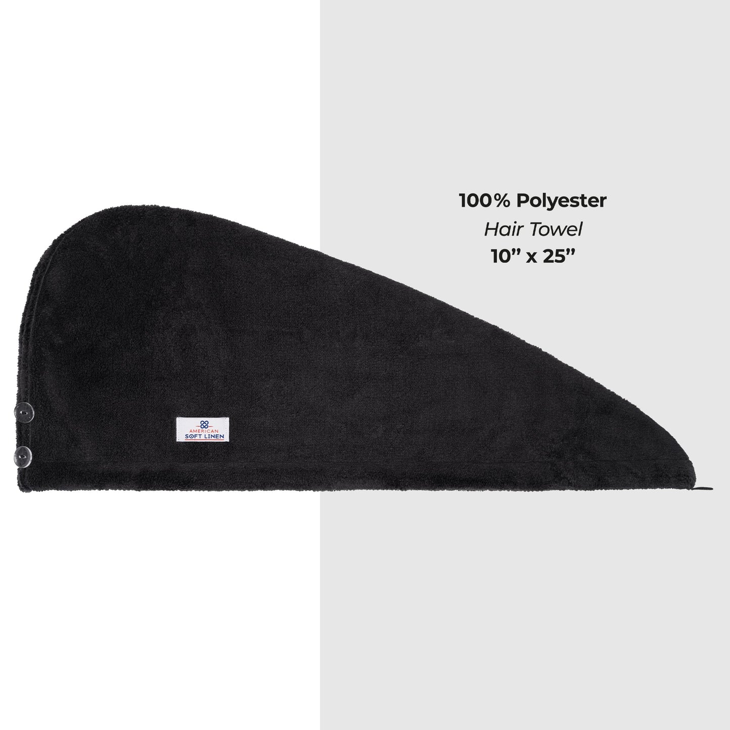 American Soft Linen Extremely Soft, Super Absorbent and Fast Drying Hair Towel with 2 buttons