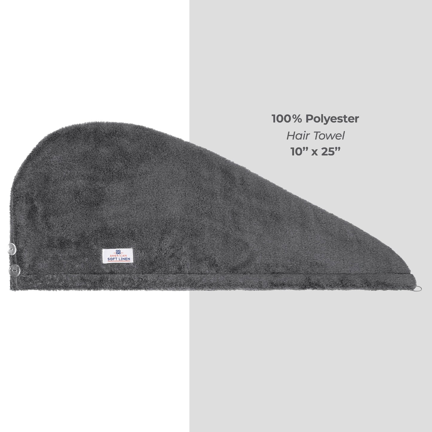American Soft Linen Extremely Soft, Super Absorbent and Fast Drying Hair Towel with 2 buttons