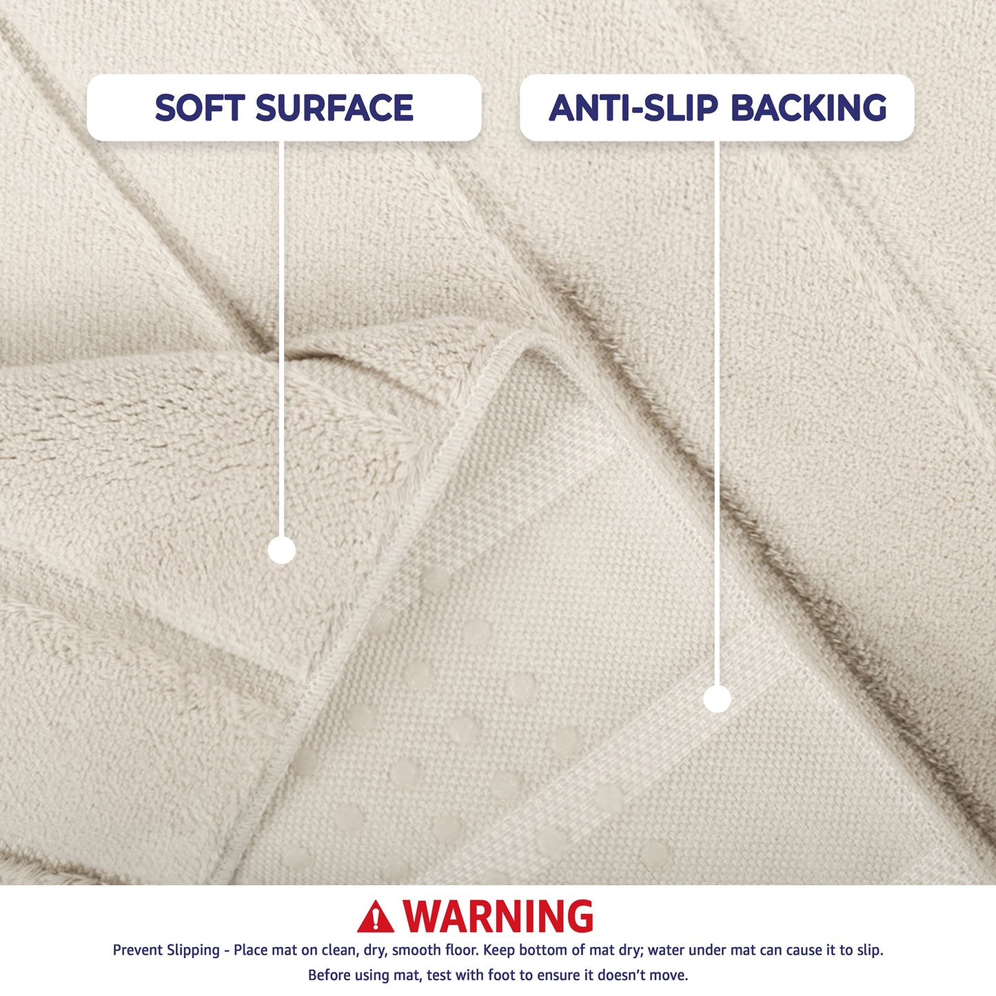 American Soft Linen Katiy Bath Rug – 21x34 Inches Non-Slip Premium Cotton Comfort - Bath Mats for Bathroom