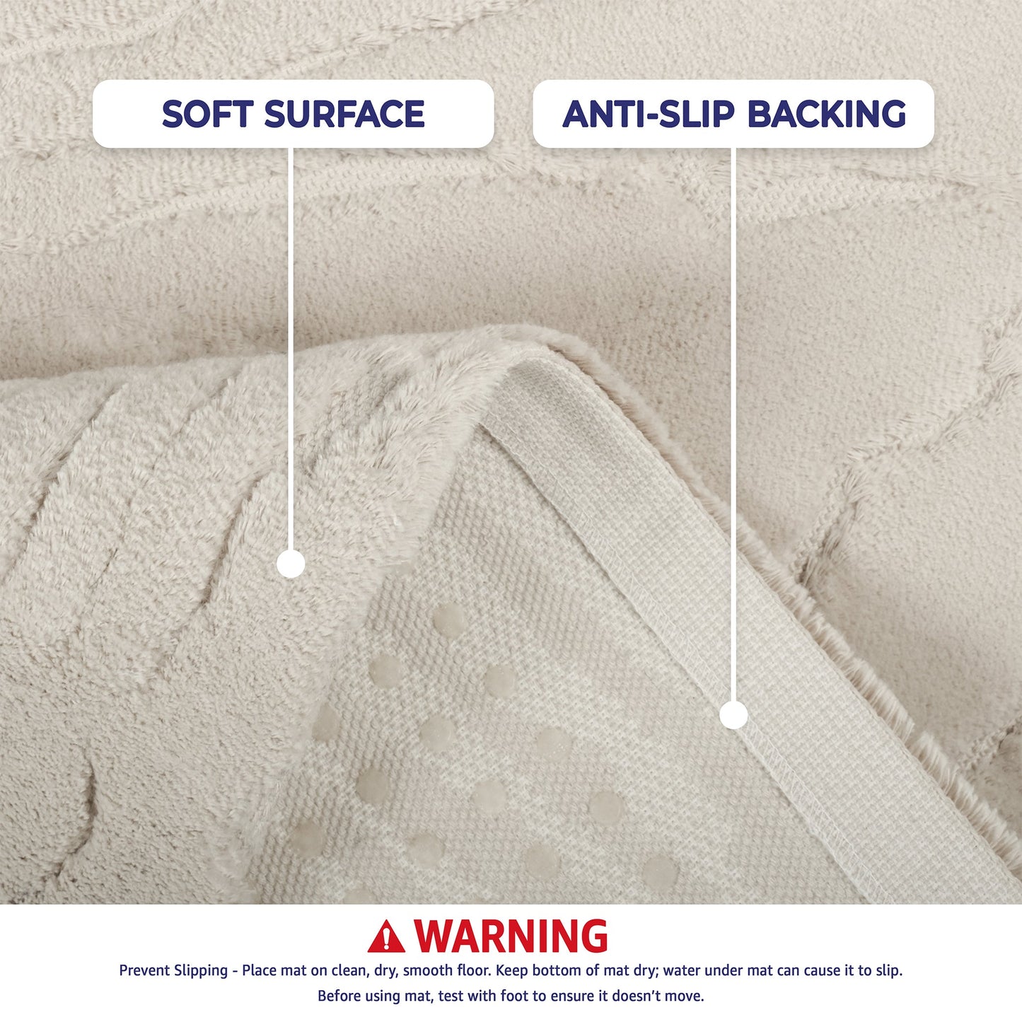 American Soft Linen Lovi Bath Rug – 21"x34" Premium Cotton, Non-Slip Design - Bath Mats for Bathroom
